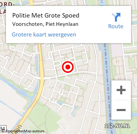 Locatie op kaart van de 112 melding: Politie Met Grote Spoed Naar Voorschoten, Piet Heynlaan op 28 september 2024 09:27