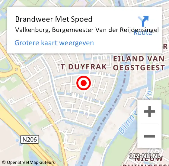 Locatie op kaart van de 112 melding: Brandweer Met Spoed Naar Valkenburg, Burgemeester Van der Reijdensingel op 28 september 2024 09:30