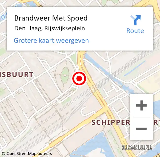 Locatie op kaart van de 112 melding: Brandweer Met Spoed Naar Den Haag, Rijswijkseplein op 28 september 2024 09:32