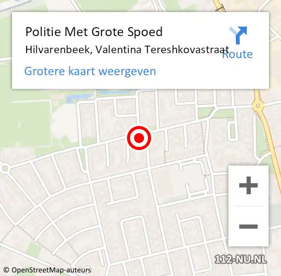 Locatie op kaart van de 112 melding: Politie Met Grote Spoed Naar Hilvarenbeek, Valentina Tereshkovastraat op 28 september 2024 09:35