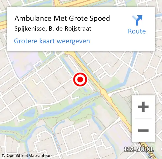 Locatie op kaart van de 112 melding: Ambulance Met Grote Spoed Naar Spijkenisse, B. de Roijstraat op 28 september 2024 09:39