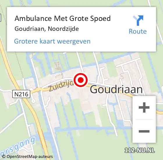 Locatie op kaart van de 112 melding: Ambulance Met Grote Spoed Naar Goudriaan, Noordzijde op 28 september 2024 09:42