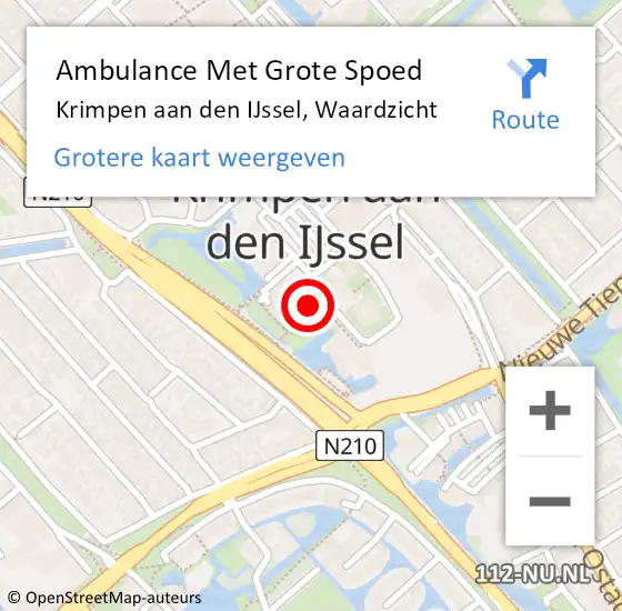 Locatie op kaart van de 112 melding: Ambulance Met Grote Spoed Naar Krimpen aan den IJssel, Waardzicht op 28 september 2024 09:50