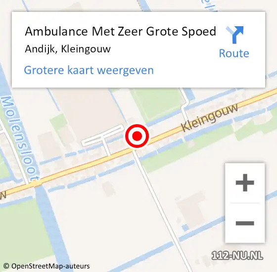 Locatie op kaart van de 112 melding: Ambulance Met Zeer Grote Spoed Naar Andijk, Kleingouw op 28 september 2024 09:51