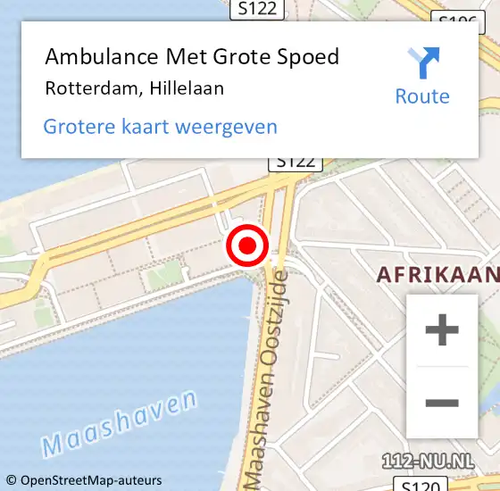 Locatie op kaart van de 112 melding: Ambulance Met Grote Spoed Naar Rotterdam, Hillelaan op 28 september 2024 09:57