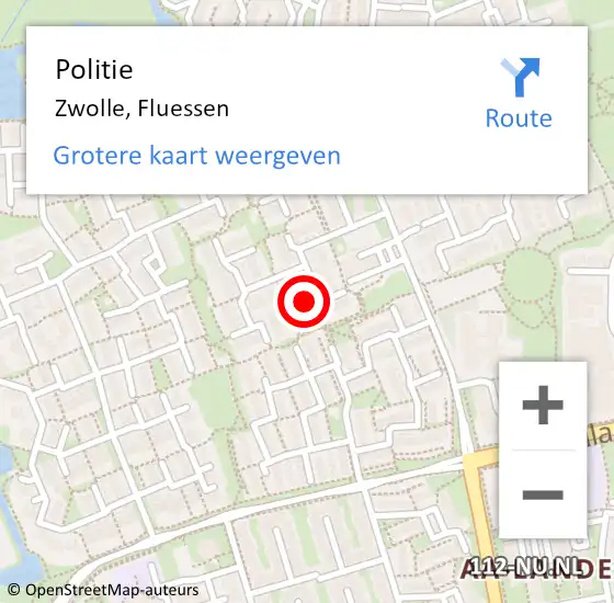 Locatie op kaart van de 112 melding: Politie Zwolle, Fluessen op 28 september 2024 10:00