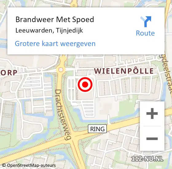 Locatie op kaart van de 112 melding: Brandweer Met Spoed Naar Leeuwarden, Tijnjedijk op 28 september 2024 10:11