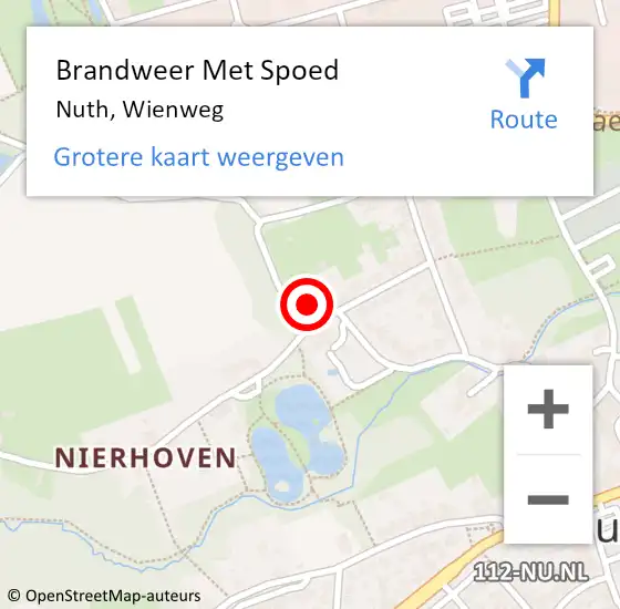 Locatie op kaart van de 112 melding: Brandweer Met Spoed Naar Nuth, Wienweg op 28 september 2024 10:12