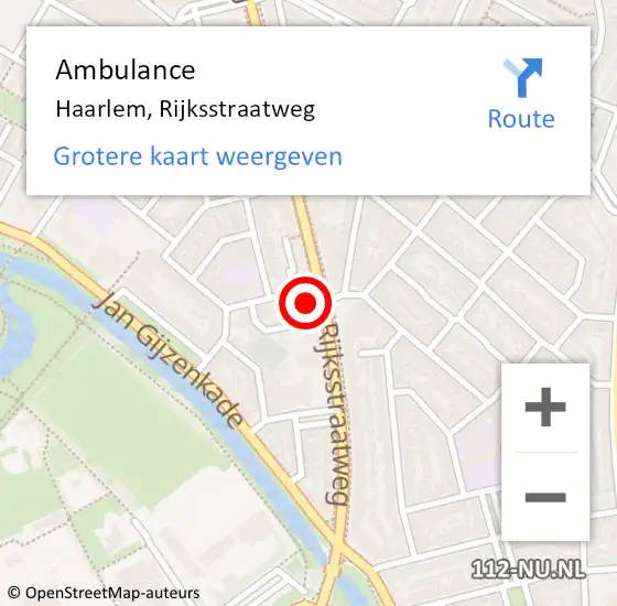 Locatie op kaart van de 112 melding: Ambulance Haarlem, Rijksstraatweg op 28 september 2024 10:30