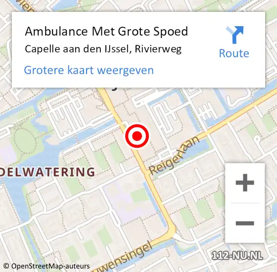 Locatie op kaart van de 112 melding: Ambulance Met Grote Spoed Naar Capelle aan den IJssel, Rivierweg op 28 september 2024 10:36