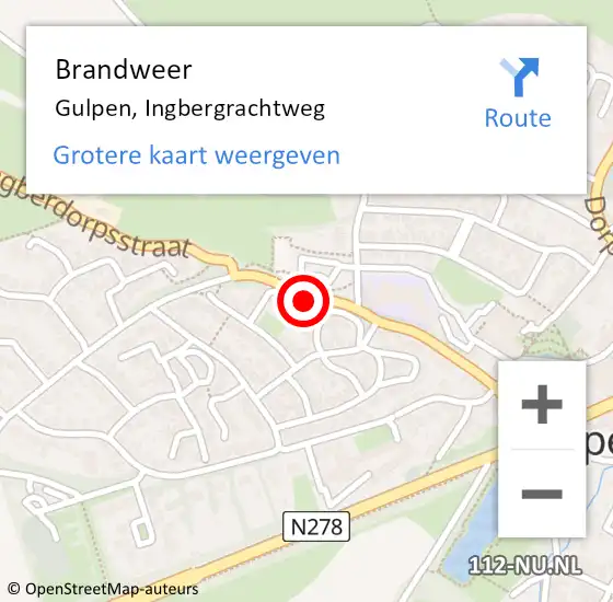 Locatie op kaart van de 112 melding: Brandweer Gulpen, Ingbergrachtweg op 21 oktober 2014 15:46