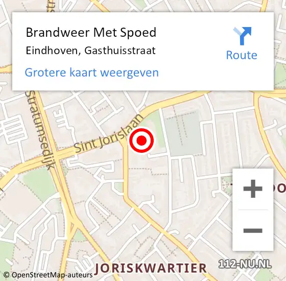 Locatie op kaart van de 112 melding: Brandweer Met Spoed Naar Eindhoven, Gasthuisstraat op 28 september 2024 10:43