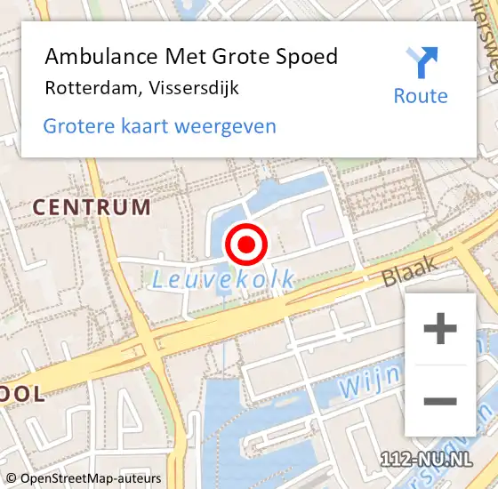 Locatie op kaart van de 112 melding: Ambulance Met Grote Spoed Naar Rotterdam, Vissersdijk op 28 september 2024 10:45