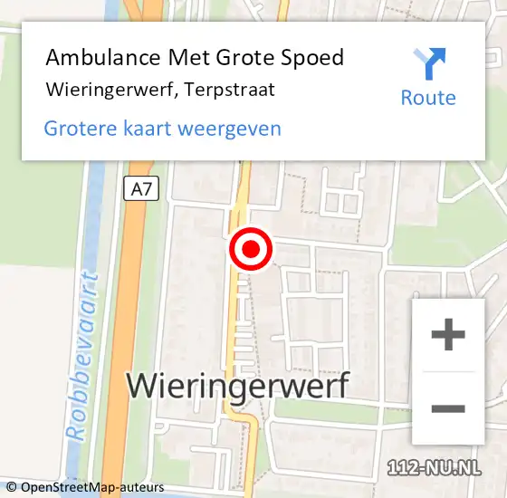 Locatie op kaart van de 112 melding: Ambulance Met Grote Spoed Naar Wieringerwerf, Terpstraat op 28 september 2024 10:57