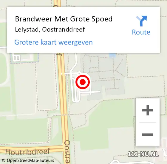 Locatie op kaart van de 112 melding: Brandweer Met Grote Spoed Naar Lelystad, Oostranddreef op 28 september 2024 11:14