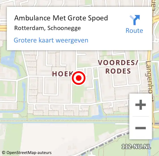 Locatie op kaart van de 112 melding: Ambulance Met Grote Spoed Naar Rotterdam, Schoonegge op 28 september 2024 11:16