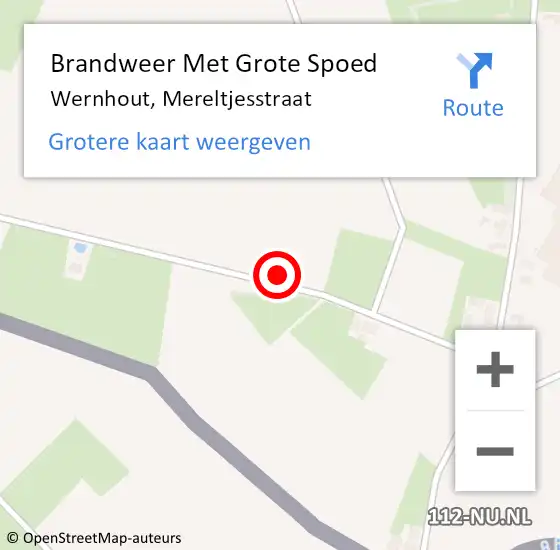 Locatie op kaart van de 112 melding: Brandweer Met Grote Spoed Naar Wernhout, Mereltjesstraat op 28 september 2024 11:28