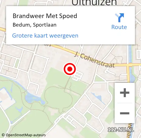 Locatie op kaart van de 112 melding: Brandweer Met Spoed Naar Bedum, Sportlaan op 28 september 2024 11:28