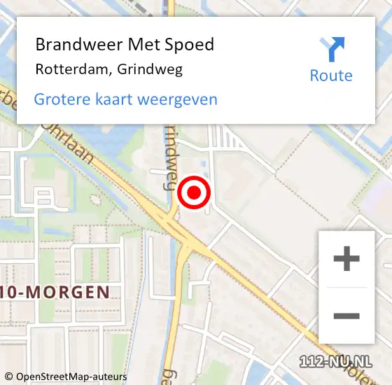 Locatie op kaart van de 112 melding: Brandweer Met Spoed Naar Rotterdam, Grindweg op 28 september 2024 11:39