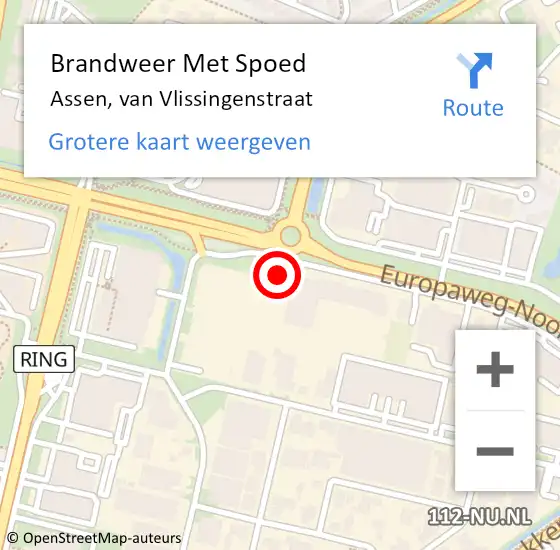 Locatie op kaart van de 112 melding: Brandweer Met Spoed Naar Assen, van Vlissingenstraat op 28 september 2024 11:44