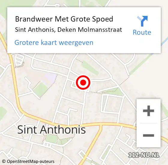 Locatie op kaart van de 112 melding: Brandweer Met Grote Spoed Naar Sint Anthonis, Deken Molmansstraat op 28 september 2024 12:01