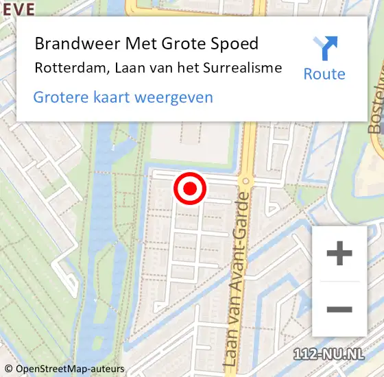 Locatie op kaart van de 112 melding: Brandweer Met Grote Spoed Naar Rotterdam, Laan van het Surrealisme op 28 september 2024 12:01