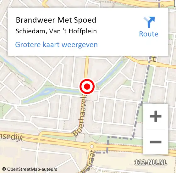 Locatie op kaart van de 112 melding: Brandweer Met Spoed Naar Schiedam, Van 't Hoffplein op 28 september 2024 12:18