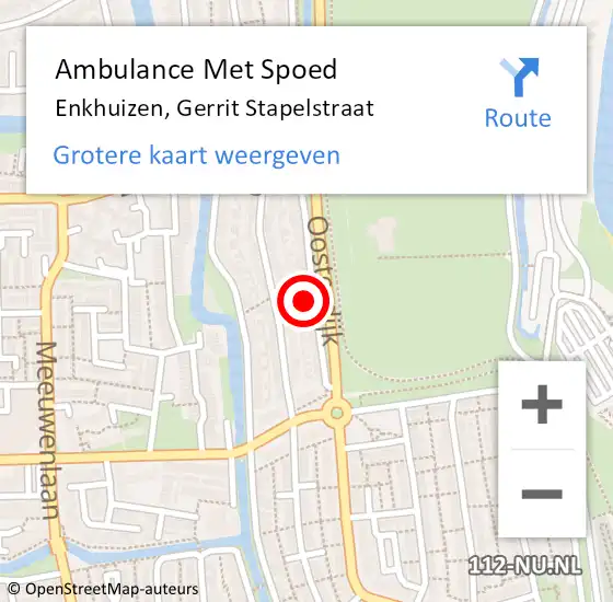 Locatie op kaart van de 112 melding: Ambulance Met Spoed Naar Enkhuizen, Gerrit Stapelstraat op 28 september 2024 12:22