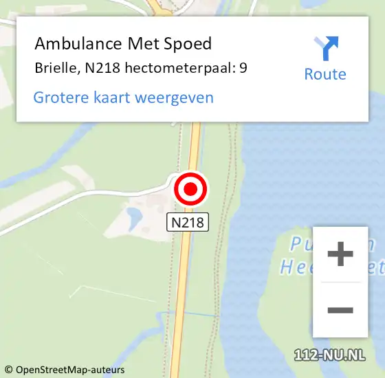 Locatie op kaart van de 112 melding: Ambulance Met Spoed Naar Brielle, N218 hectometerpaal: 9 op 28 september 2024 12:28