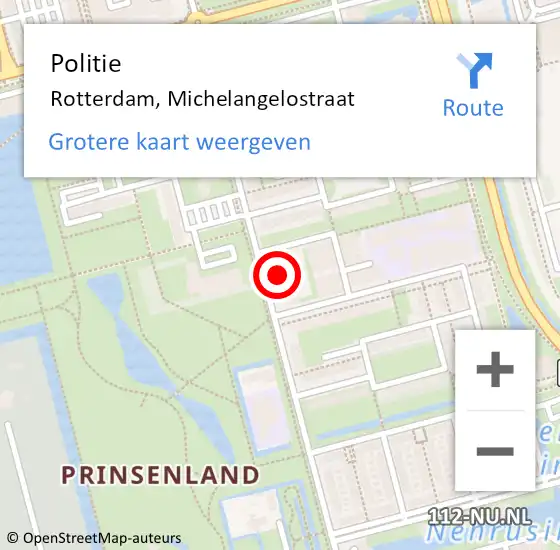 Locatie op kaart van de 112 melding: Politie Rotterdam, Michelangelostraat op 28 september 2024 12:30