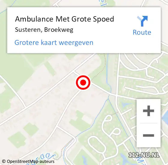 Locatie op kaart van de 112 melding: Ambulance Met Grote Spoed Naar Susteren, Broekweg op 28 september 2024 12:33