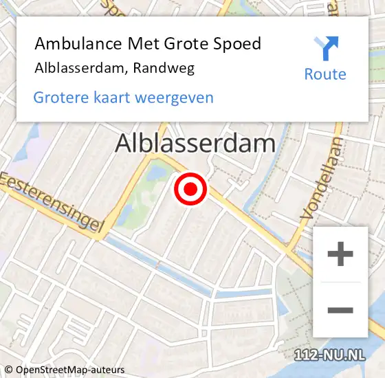 Locatie op kaart van de 112 melding: Ambulance Met Grote Spoed Naar Alblasserdam, Randweg op 28 september 2024 12:36