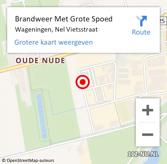 Locatie op kaart van de 112 melding: Brandweer Met Grote Spoed Naar Wageningen, Nel Vietsstraat op 28 september 2024 12:39