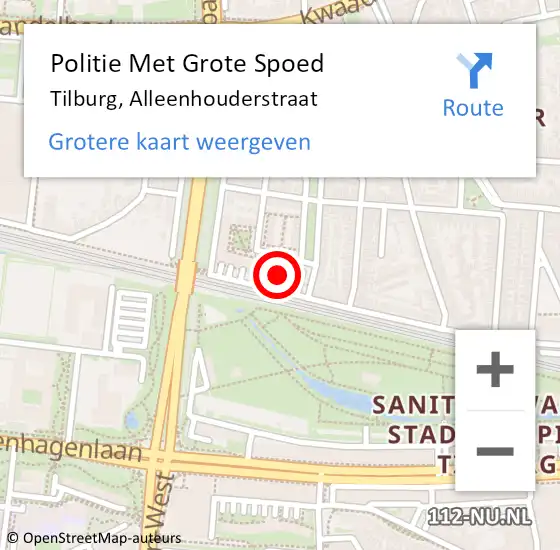 Locatie op kaart van de 112 melding: Politie Met Grote Spoed Naar Tilburg, Alleenhouderstraat op 28 september 2024 13:02