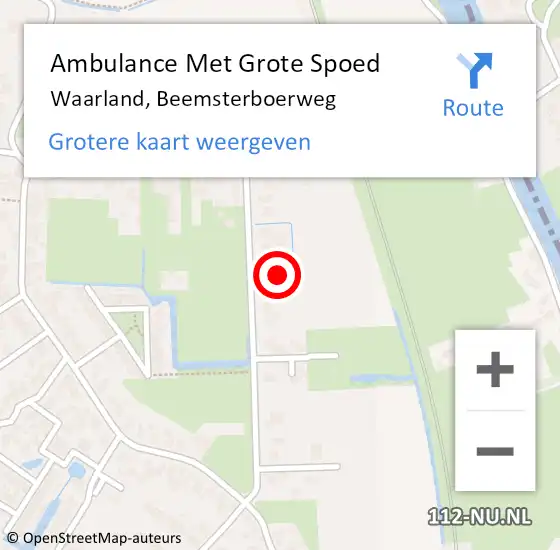 Locatie op kaart van de 112 melding: Ambulance Met Grote Spoed Naar Waarland, Beemsterboerweg op 28 september 2024 13:05