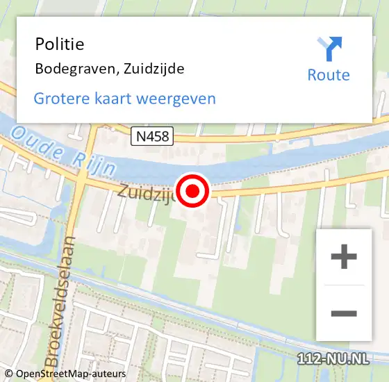 Locatie op kaart van de 112 melding: Politie Bodegraven, Zuidzijde op 28 september 2024 13:13