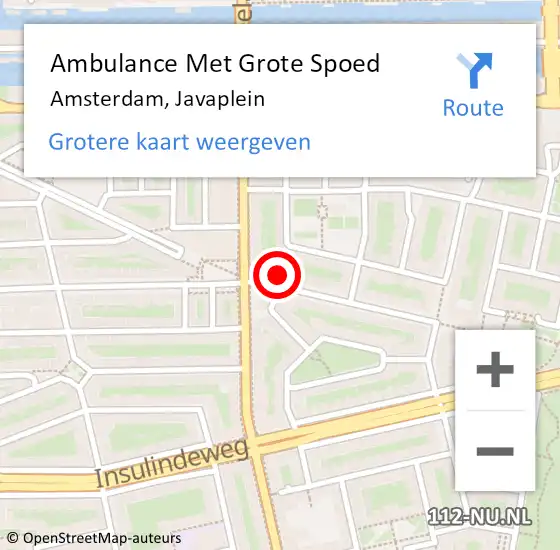 Locatie op kaart van de 112 melding: Ambulance Met Grote Spoed Naar Amsterdam, Javaplein op 28 september 2024 13:16