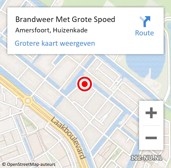 Locatie op kaart van de 112 melding: Brandweer Met Grote Spoed Naar Amersfoort, Huizenkade op 28 september 2024 13:23