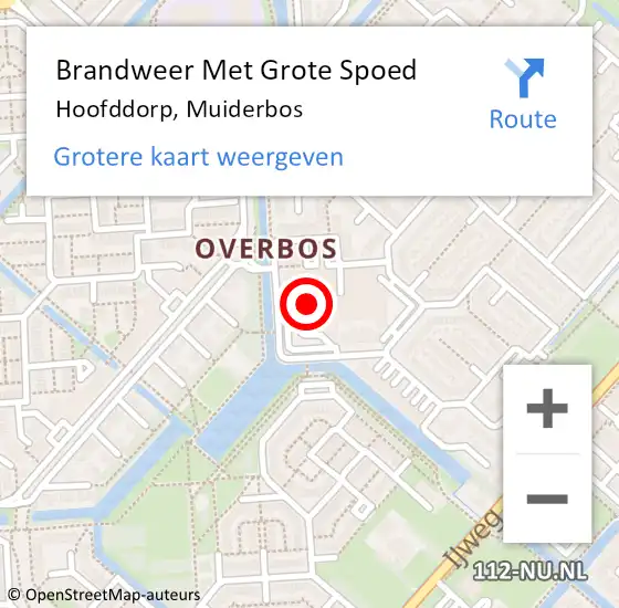 Locatie op kaart van de 112 melding: Brandweer Met Grote Spoed Naar Hoofddorp, Muiderbos op 28 september 2024 13:36