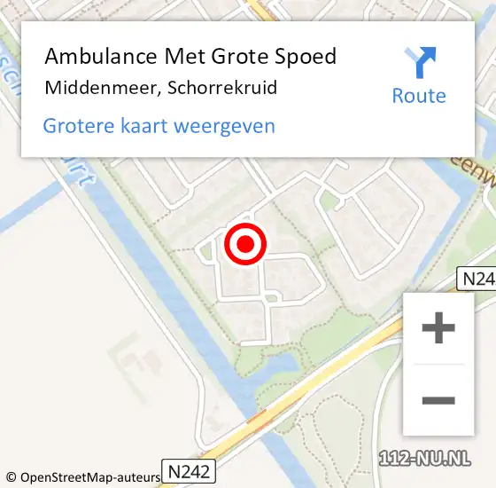 Locatie op kaart van de 112 melding: Ambulance Met Grote Spoed Naar Middenmeer, Schorrekruid op 28 september 2024 13:48