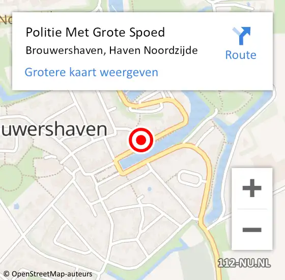 Locatie op kaart van de 112 melding: Politie Met Grote Spoed Naar Brouwershaven, Haven Noordzijde op 28 september 2024 14:17