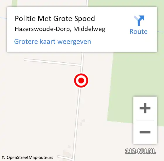 Locatie op kaart van de 112 melding: Politie Met Grote Spoed Naar Hazerswoude-Dorp, Middelweg op 28 september 2024 14:23