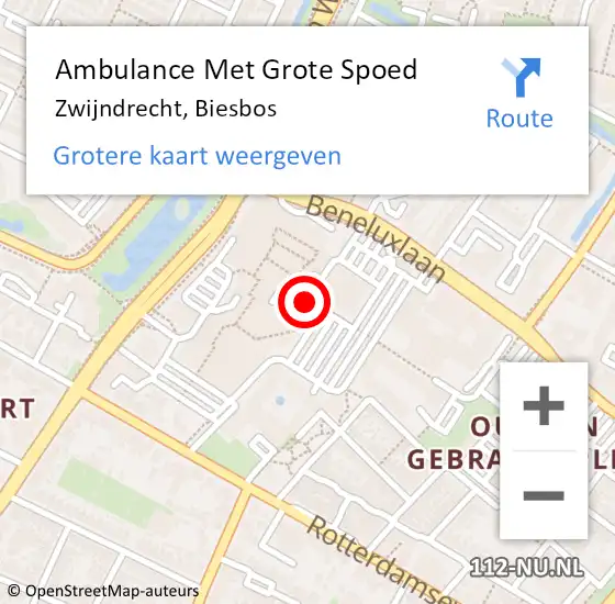 Locatie op kaart van de 112 melding: Ambulance Met Grote Spoed Naar Zwijndrecht, Biesbos op 28 september 2024 14:38