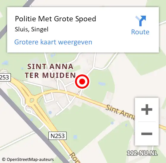 Locatie op kaart van de 112 melding: Politie Met Grote Spoed Naar Sluis, Singel op 28 september 2024 14:46