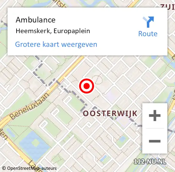 Locatie op kaart van de 112 melding: Ambulance Heemskerk, Europaplein op 28 september 2024 14:47