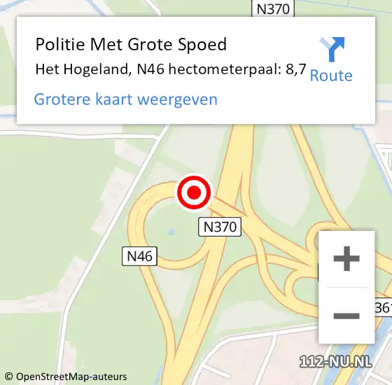 Locatie op kaart van de 112 melding: Politie Met Grote Spoed Naar Het Hogeland, N46 hectometerpaal: 8,7 op 28 september 2024 15:00