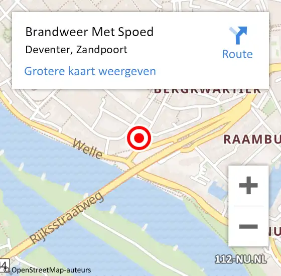 Locatie op kaart van de 112 melding: Brandweer Met Spoed Naar Deventer, Zandpoort op 28 september 2024 15:04