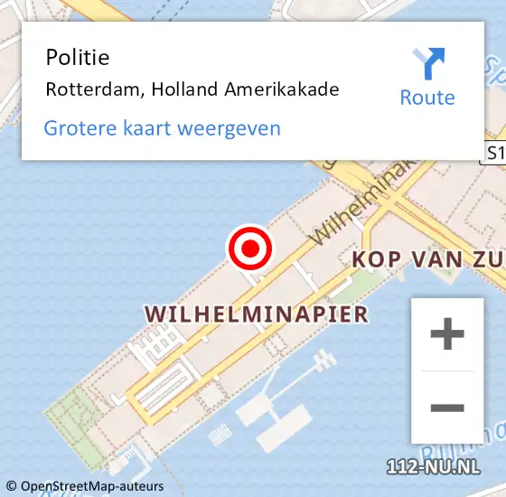 Locatie op kaart van de 112 melding: Politie Rotterdam, Holland Amerikakade op 28 september 2024 15:05