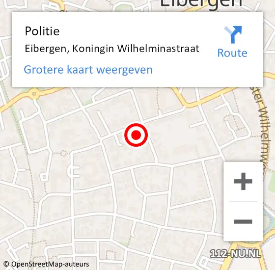 Locatie op kaart van de 112 melding: Politie Eibergen, Koningin Wilhelminastraat op 28 september 2024 15:08