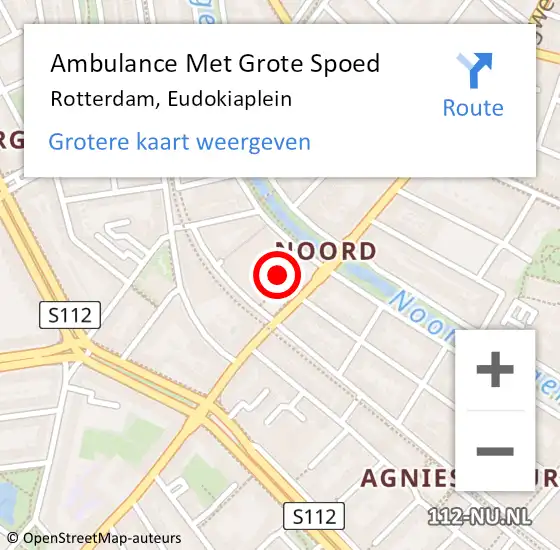 Locatie op kaart van de 112 melding: Ambulance Met Grote Spoed Naar Rotterdam, Eudokiaplein op 28 september 2024 15:16